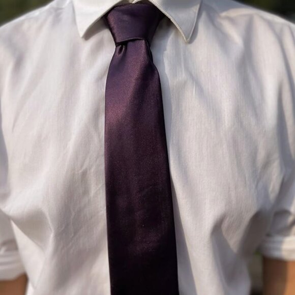 Men's Silk Tie - Eggplant Purple - Picture 3 of 3
